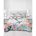 thumbnail image 3 of Coastal Turtle Queen Size Down Alternative Comforter, Lightweight Comforter Quilt Bedding Set with Pillow Shams Nautical Ocean Coral Starfish Seashells All Seasons Bed Comforter Duvet Insert 90"x96", 3 of 7