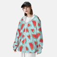 thumbnail image 4 of Pofeuu Watermelon Print Sun Protection Outdoor Lightweight Full Zip UV Cooling Hoodie Long Sleeve Summer Clothing for Outdoor Hiking-X-Large, 4 of 5