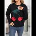 thumbnail image 4 of Suéteres de Punto Gruesos y Bonitos para Mujer, Modernos, con Estampado de en 3D, para Otoño e Invierno, Cálidos, con Cuello Redondo, Tops de Punto. Negro L, 4 of 10