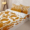 thumbnail image 2 of Manfei Retro Cow Print Zipper Queen Comforter Set with Fitted Sheet and 2 Pillowcases,Rustic Farm Animal Zipper Bedding Set,Rust White,Reversible, 2 of 7