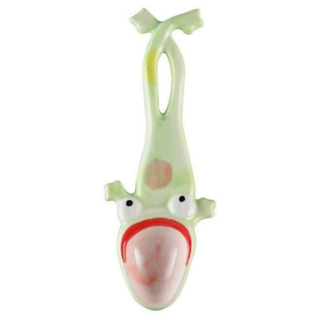fheaev Spoon Ceramic Spoons Porcelain Spoons With A Green Body Wide Eyes And An Open Mouth