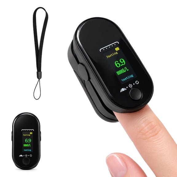 RenVicor Blood Glucose Monitor, Portable Glucose Testing Device For Daily Monitoring, Black