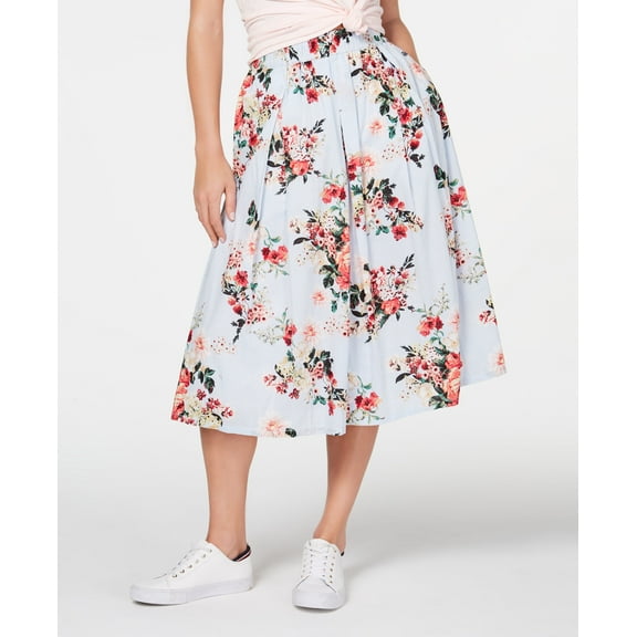 Tommy Hilfiger Cotton Mixed Print Midi Skirt Cornell Fiore- Sky Captain Multi XXL