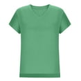 thumbnail image 4 of Rciityk Womens Summer Tops Casual Loose V Neck T Shirts Solid Color Raglan Short Sleeve Classic-Fits Tee Women's Clothing, 4 of 7