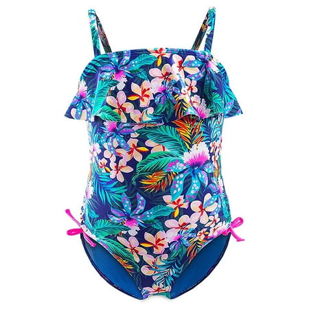 

Girls Swimwear Suspender Floral Pattern Beach Bathing Suit SwimSuit Infant 4-9 Years Swimming Pool Hot Spring Swimwear Beachwear Child Leisure Outwear