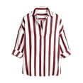 thumbnail image 4 of Qulqfy Loose Women's Blouses Long Sleeve Casual V-Neck Striped Trendy Dressy Spring Summer Business Button Down Down Tops for Women 2026 XXL, 4 of 6