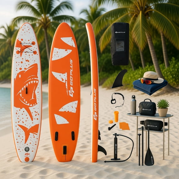 Topcobe Inflatable Stand Up Paddle Board with Backpack Aluminum Paddle Pump, Outdoor Sports Equipment/Accessories-M