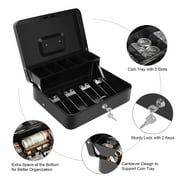 Goehiaul Cash Box with Money Tray and Lock Money Box for Cash Cash Box with Lock 11.80 x 9.40 x 3.54