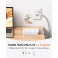 thumbnail image 2 of LENCENT Regleta Multicontacto de 2 a 3 Clavijas, Extension Electrica Enchufe Plano con Protector de Sobretensión, 1.8M Conector Múltiple con 6 Salidas CA y 4 Puertos USB (1 USB C), Hogar, Oficina, 2 of 5