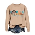 thumbnail image 4 of Fiaer Thanksgiving Sweatshirts for Women Plus Size Crew Neck Long Sleeve Pullover Letter Floral Graphic Baggy Tops Khaki L, 4 of 4