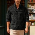 thumbnail image 3 of Polar Fleece Jacket Men Fall Winter Long Sleeve Loose Casual Stand Collar Zip Up Jackets with Pockets Fuzzy Coat Outerwear, 3 of 7