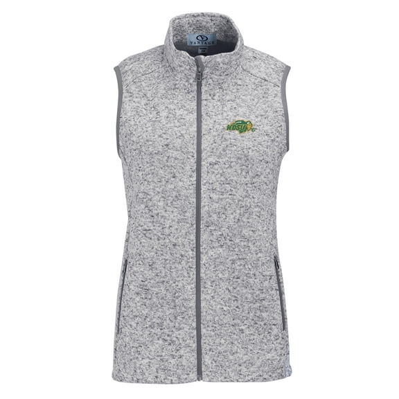 Women's Heather Gray NDSU Bison Summit Fleece Full Zip Sweater Vest