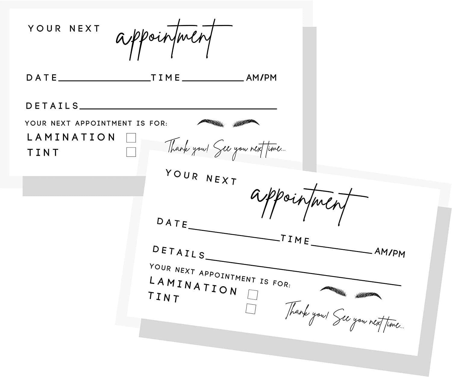 Brow Lamination and Tint Appointment Reminder Card 50 pk Lamination