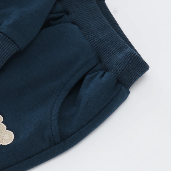 Vedolay Boys Sets Boy's 2 Piece Outfits Rib Knit Notched Neck Crop Long Sleeve Top and Floral Belted Pants Set,Dark Blue 18-24 Months