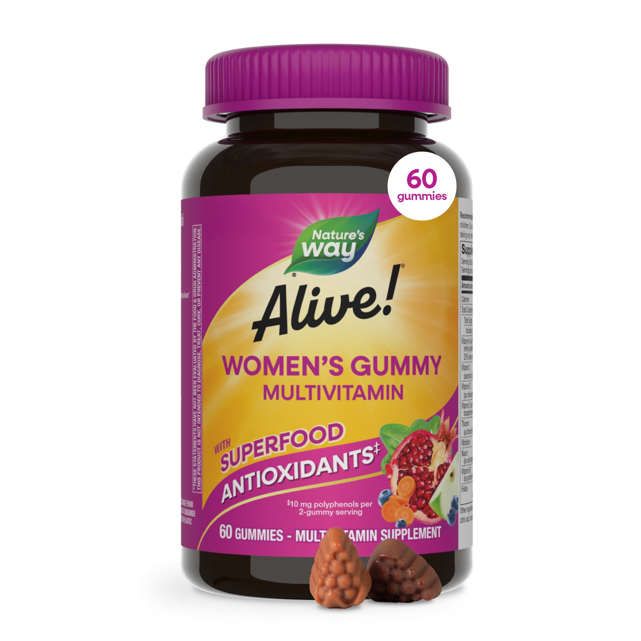 (2 pack) Nature’s Way Alive! Women’s Gummy Multivitamin, Mixed Berry Flavored, 60 Count