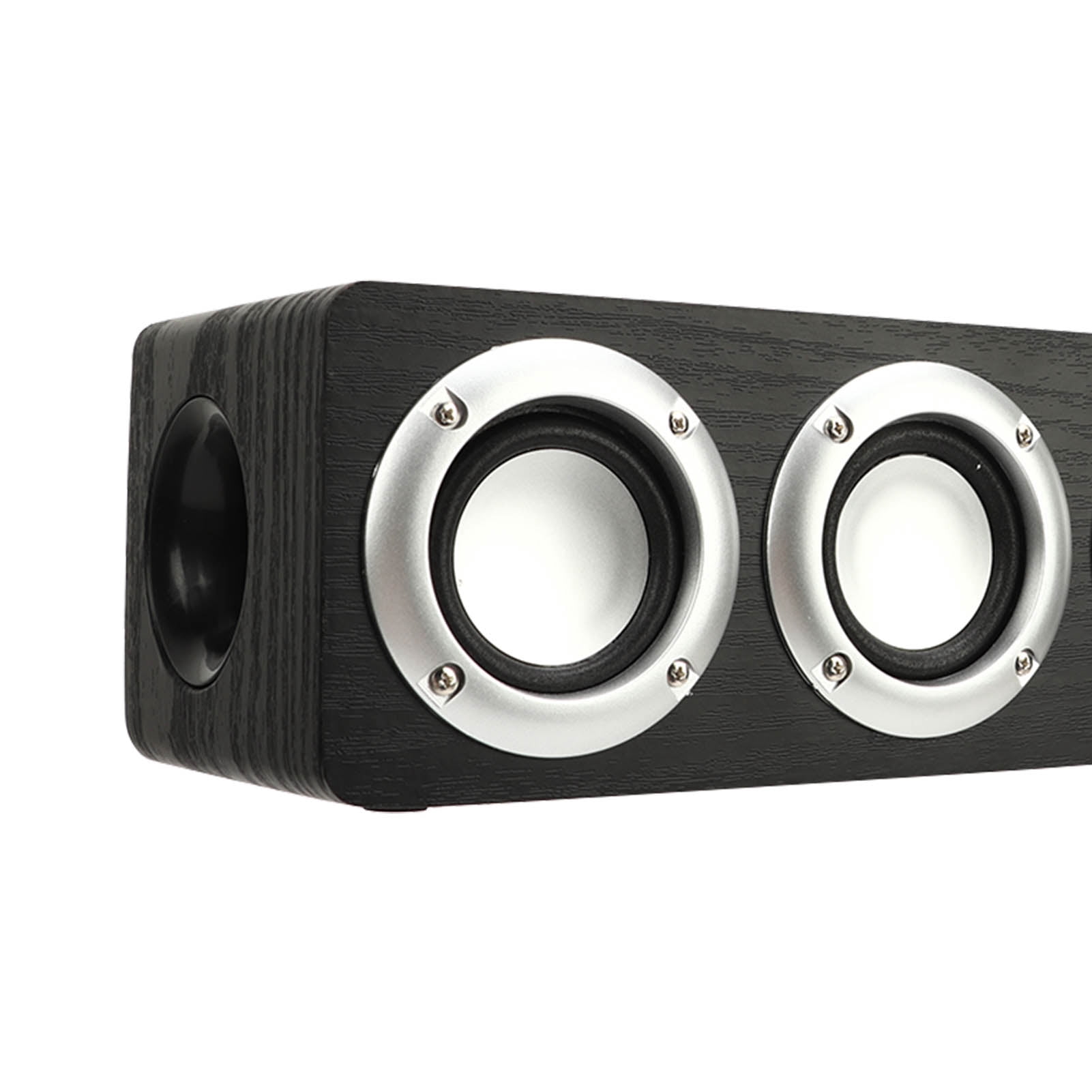 Yajisi M1 Portable Bluetooth Computer Speaker with High Power Subwoofer, FM Radio, U Disk Plug in, Built-in Battery, Black Wood Grain