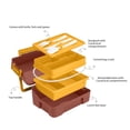 thumbnail image 4 of Portaalmuerzos de plástico portátil para alimentos, con múltiples compartimentos, sello hermético, apto para microondas, incluye juego de cubiertos, verde, naranja, rosa, marrón., 4 of 6