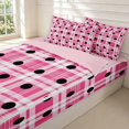 thumbnail image 3 of Manfei Modern Checkered Zipper Twin Comforter Sets with Fitted Sheet and 2 Pillowcases,Minimalist Polka Dot Zipper Bedding Set,Pink White,Pink Reversible,4pcs, 3 of 8
