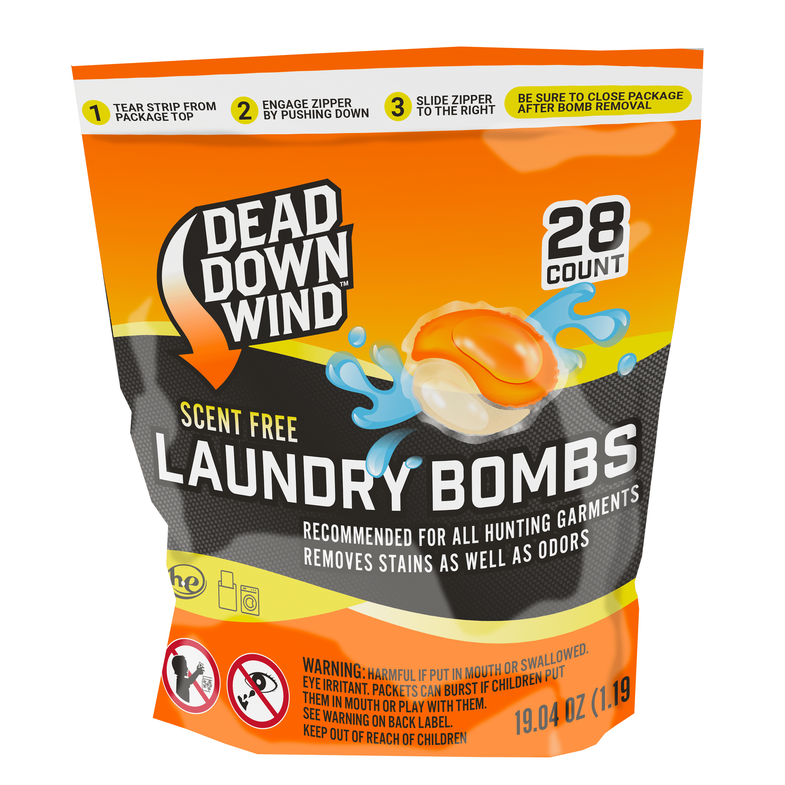 (3 pack) Dead Down Wind Laundry Bombs (Pods) - 28ct - Unscented Detergent for Hunting - 19.04 total oz.