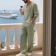 thumbnail image 5 of Blusas y camisas de manga larga con cuello en V para hombre, jersey informal con capucha, pantalones deportivos lisos de manga larga, chándal de dos piezas con cintura elástica, blusa y pantalón de po, 5 of 7