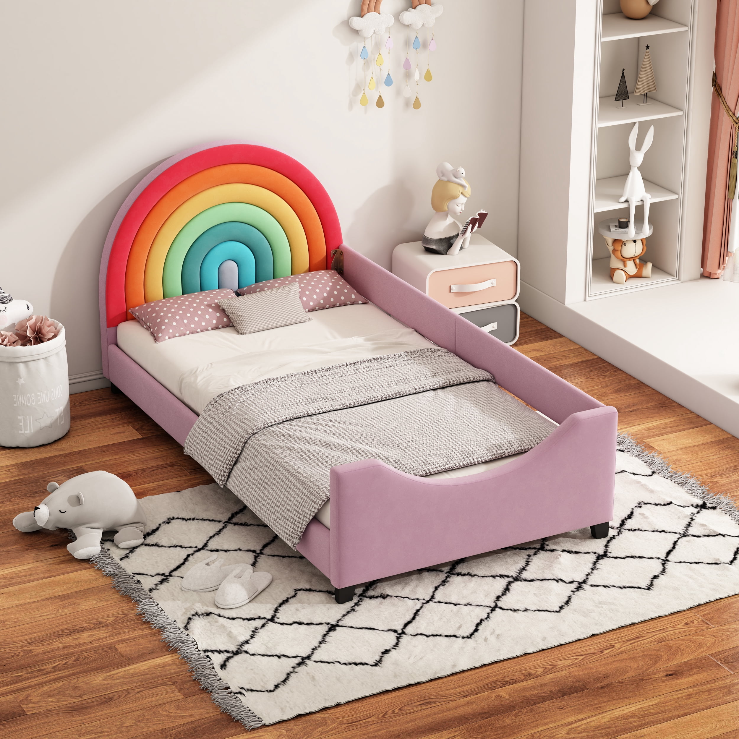 Euroco Upholstered Twin Size Daybed, Rainbow Shaped Sofa Bed