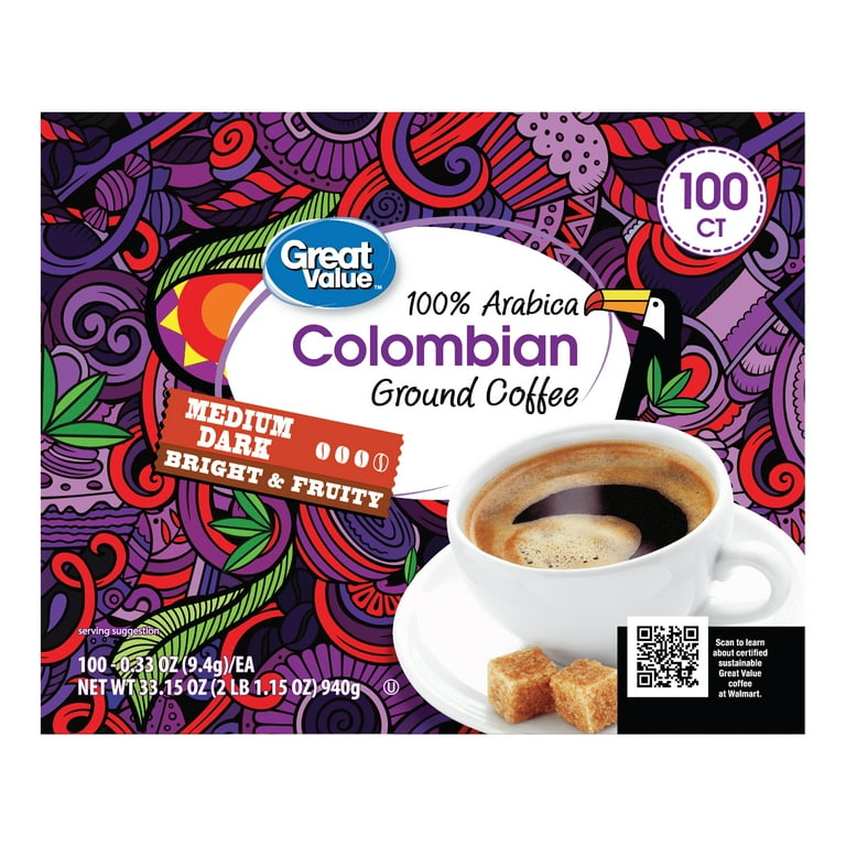 Great Value 100% Arabica Colombian Medium Dark Roast Ground Coffee