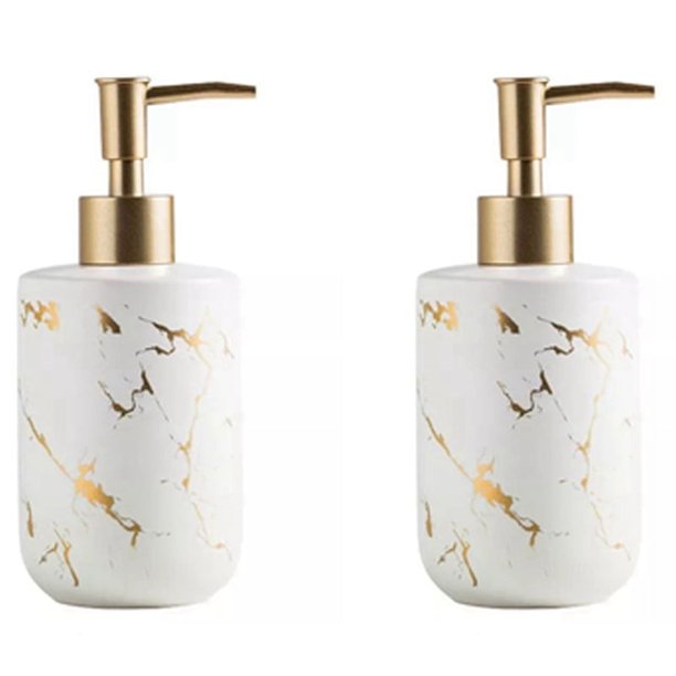 2 botellas de emulsión de cerámica de 300 ml, botellas de látex, dispensadores de jabón líquido, juego de baño blanco