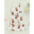 thumbnail image 2 of Genuiskids Toddler Baby Girl Western Outfit Bell Bottom Romper Cow Sleeveless Strap Flare Jumpsuit Pants Toddler Girl Summer Boho Clothes 1-5T, 2 of 8