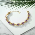 thumbnail image 5 of Gem Stone King 18K Yellow Gold Plated Silver Oval Purple Amethyst Tennis Bracelet for Women (8.55 Cttw, Gemstone Birthstone, 7 inch With 1 inch Extender), 5 of 5