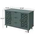 thumbnail image 3 of Lunale 47.24" Retro Hollow-Carved 2-Door Cabinet with 3 Drawers, Storage Sideboard Buffet Accent Cabinet for Living Room, Dark Green, 3 of 7