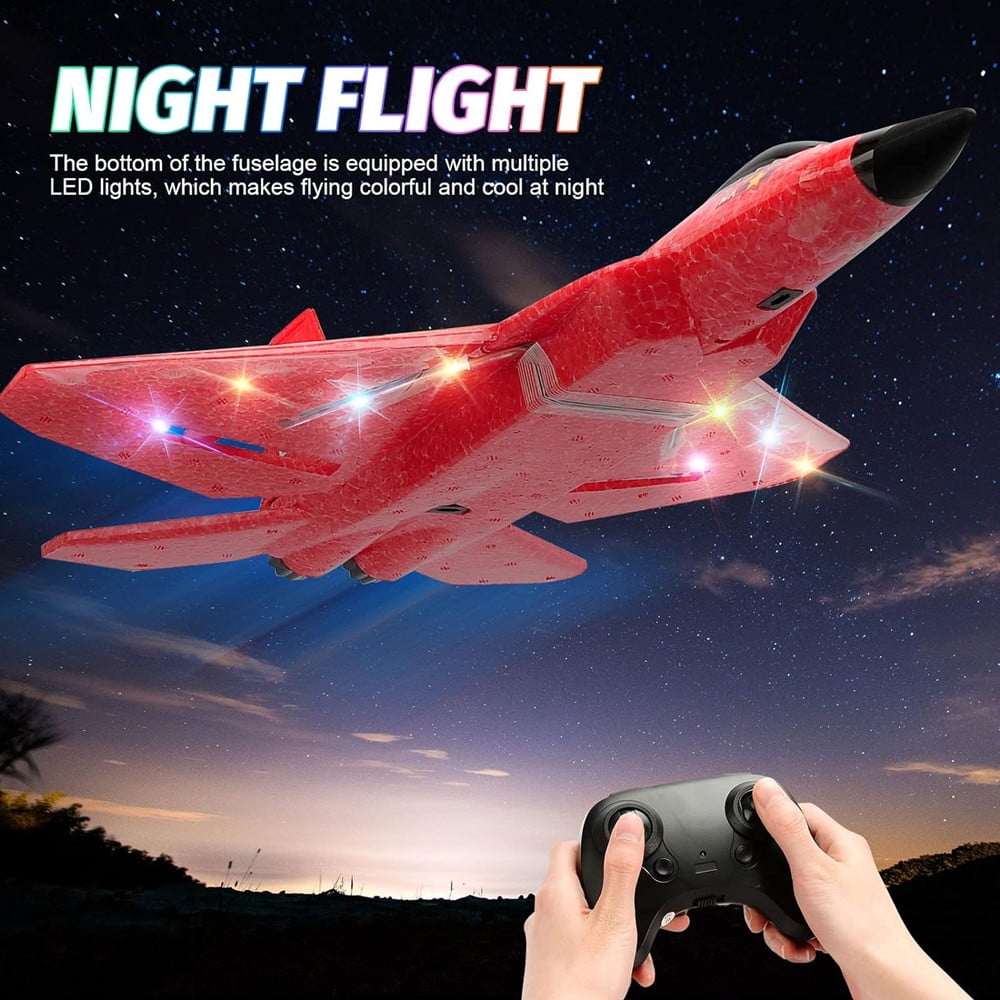 RC Plane F22 Jet 2.4G 6-Axis Gyro Remote Control Airplane Fighter Toy Gift for Kids Beginner(Red)