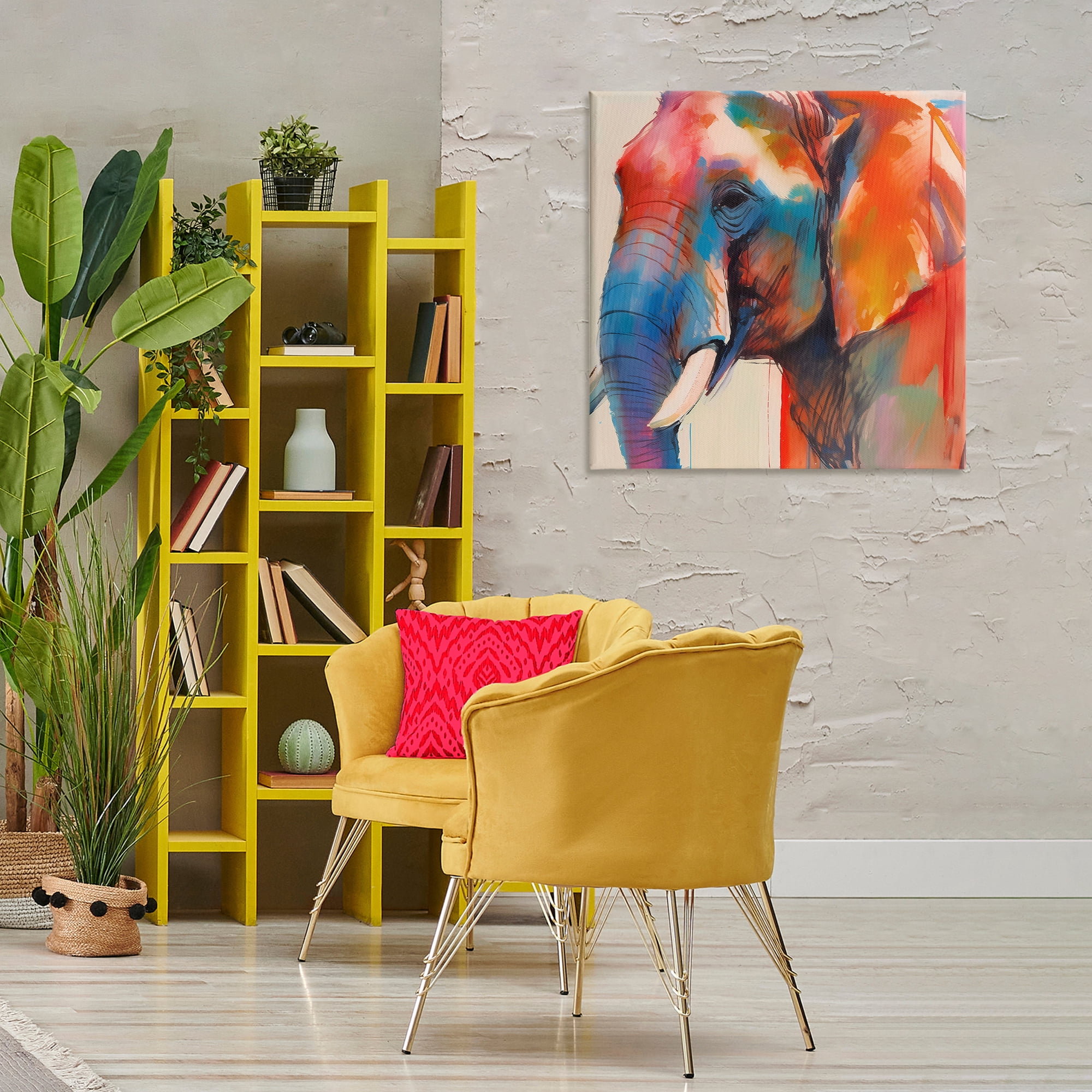Stupell Industries Elephant with Modern Hues Animals & Insects Painting Gallery Wrapped Canvas Art Print Wall Art, 30 x 30