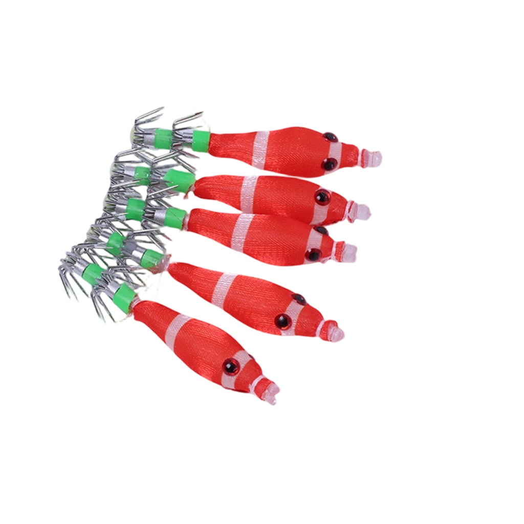 5pcs Fishing Lures Shrimp Lure Glow Jigs Hook 5.8cm 3.1g Squid Jigs Artificial Baits Cuttlefish Hooks