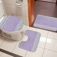 thumbnail image 4 of Purple Silver Stripes Bath Mat 3 Piece Bathroom Rug Set, Modern Ombre Abstract Aesthetic Non Slip Bath Rug Contour Mat and Toilet Lid Cover, Absorbent Shower Mats Soft Bath Rugs and Mats Sets, 4 of 8