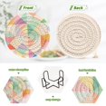 thumbnail image 4 of Yayeee 6 PCS Drink Coasters with Holder Set Woven Absorbent Round Tabletop Hot Pad, Abstract Geometric, 4 of 7