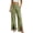 Green, variant on Womens Lightweight Wide Leg Pants Elastic Drawstring Waisted Front Split Hem Casual Trousers with Pockets