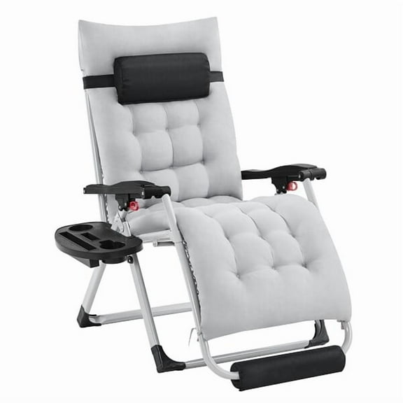 XgoodX 26in Zero Gravity Recliner with Headrest Cupholder/ Footrest-Gray