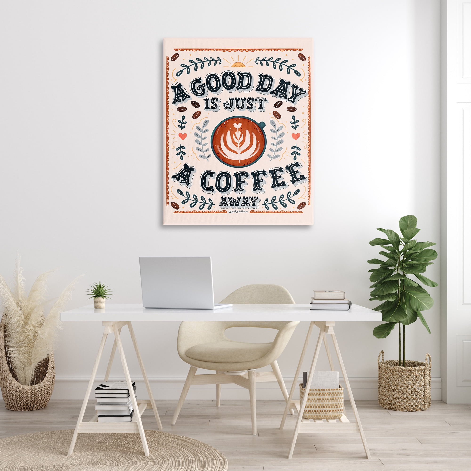 Stupell Industries Good Day A Coffee Away Food & Beverage Painting Gallery Wrapped Canvas Art Print Wall Art, 36 x 48