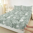 thumbnail image 3 of jejeloiu Retro Botanical Floral Queen Sheet Sets,Green White Bed Set For Girls 4pcs, 3 of 7
