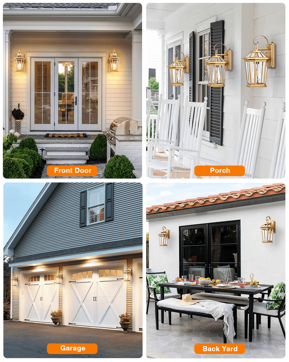 VIANIS Dusk to Dawn Outdoor Lanterns, Modern Golden Wall Light Fixtures, 100% Aluminum Waterproof Gold Porch Light for House Patio