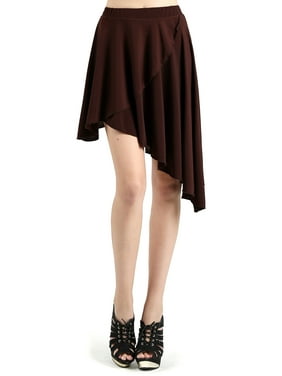 Evanese Women's Casual Asymmetrical Hi Low Contemporary Cocktail Turn Skirt