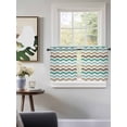 thumbnail image 3 of Teal Brown Ombre Tier Curtains 36 Inch Length,Sheer Curtains for Bedroom Living Room,Geometric Striped Water Ripple White Rod Pocket Voile Drapes Kitchen Curtains for Small Window 27.5"x36" 2 Panels, 3 of 7