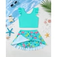 thumbnail image 5 of Kucnuzki 5T Little Girl Swimsuit Set 6T Child Gilrs Bathing Suit Ruffle Top Flamingo Swimming Skirt with Shorts 2pcs Bikini Set Summer Beach Breathable Tankini Set Green, 5 of 9