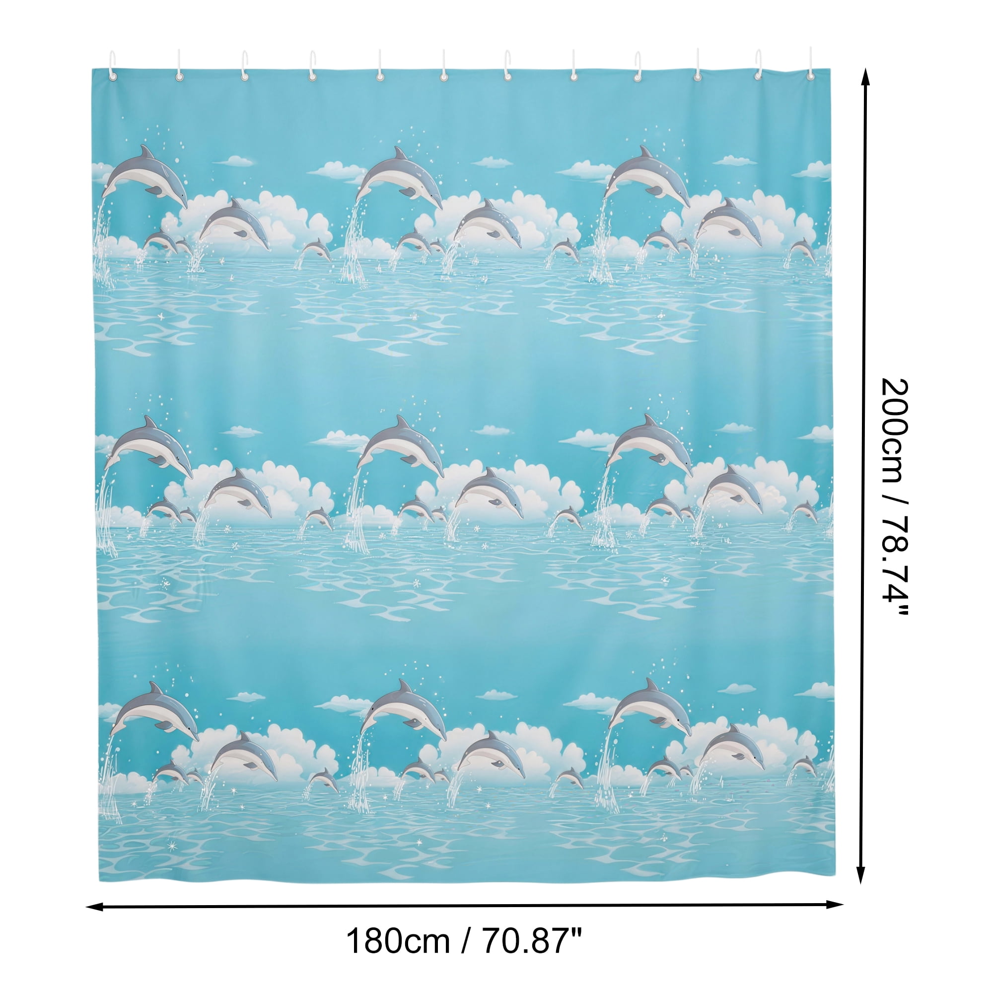 Unique Bargains Durable Shower Curtain Measuring 70.87x78.74 Inches One Piece Dolphin
