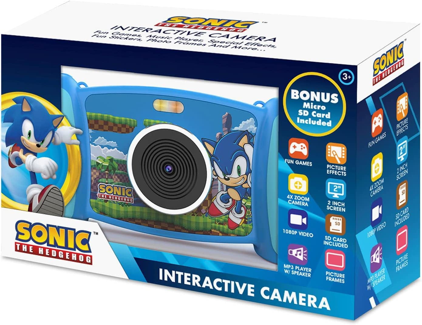 SEGA Sonic The Hedgehog Accutime Kids Interactive Digital Camera with MP3 Player and Built-In Speaker, 12 MP, 1080p Video and Games