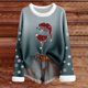 thumbnail image 3 of MHFRRA Camiseta de Manga Larga con Cuello, Estampado Festivo, Blusa Suave y Acogedora con Cuello Redondo para Atuendos de Fiesta de Temporada. Marina de Guerra, 3 of 3