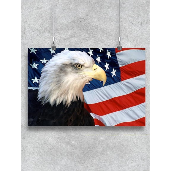 Bald Eagle In-front Of Usa Flag Poster -Image by Shutterstock