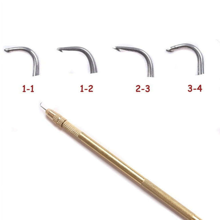 Wig Ventilating Needle Kit 1 Pcs Needle Holder 4 Pcs Ventilating Needles(1-1,1-2,2-3,3-4) for Making Lace Wig (Brass)