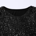 thumbnail image 2 of Cethrio Girls Long Sleeve Tops, Casual Crew Neck Pullover Sequin Velvet Blouses Black Size 7-8, 2 of 5