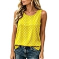 thumbnail image 5 of FDGIU Women's Round Neck Polka Dot Print Sleeveless Tank Top, Loose Split Side Curved Hem Lightweight Woven Casual Camisole, 5 of 8